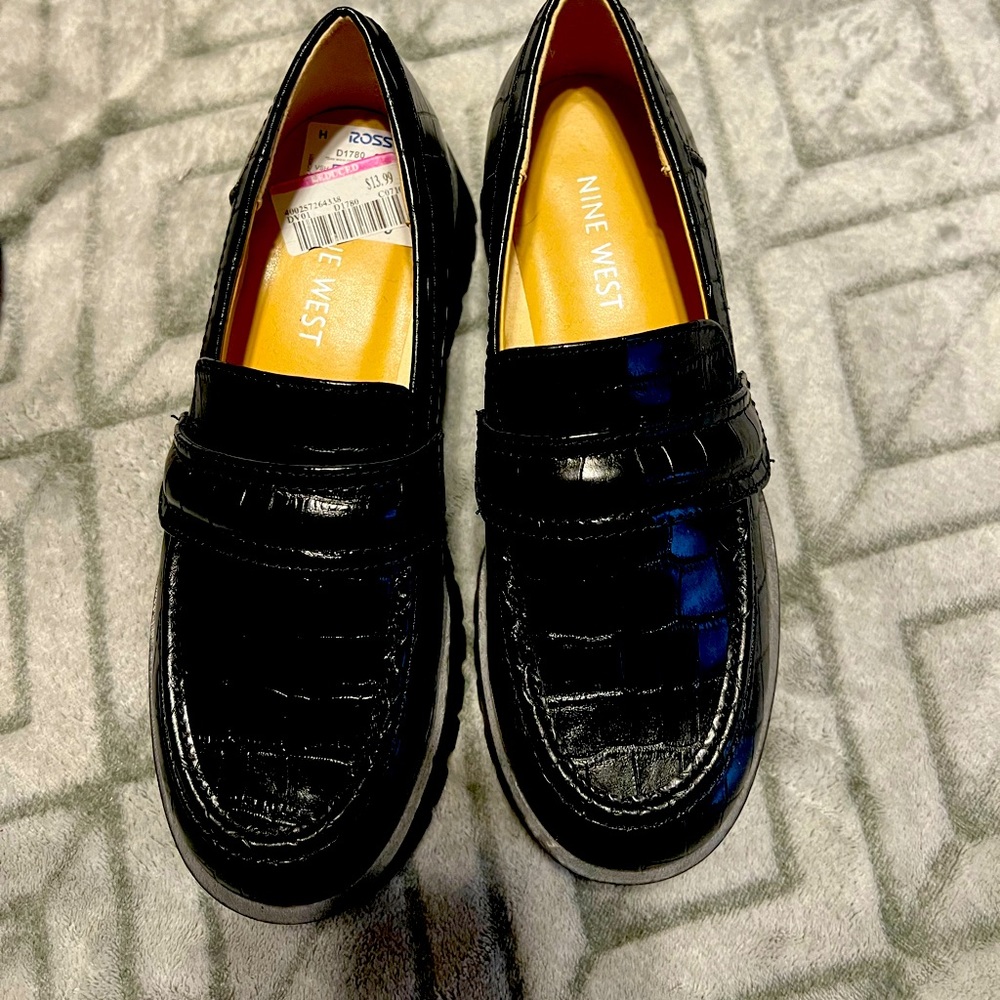 Black crocodile loafers